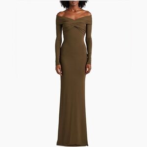 Ralph Lauren Collection NWOT Aletta Evening Dress Long Sleeves Green Size 4